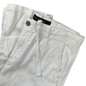Marc Anthony Mens White Linen Blend Drawstring Pants 34x32 Relaxed Straight Leg